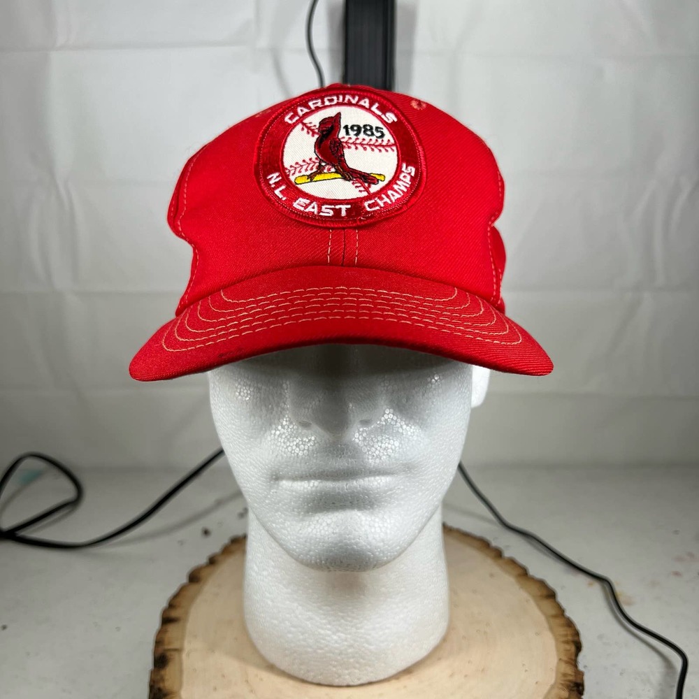 Vintage 80s Sports Cardinals Red Baseball Hat Cap Plastic Snapback Embroidered - Picture 2 of 8